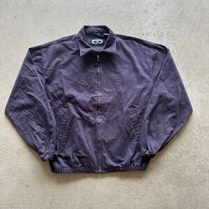 Vintage Rumely Products Collectors Jacket Size Large Navy Blue Chin Strap Worker